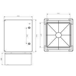 Distribučná skriňa ME50002707 400x500x240mm, IP65, IK10, transparentné dvierka