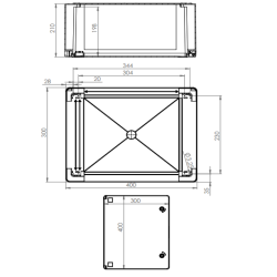 Distribučná skriňa PLPC1403021 300x400x210, IP65, IK10, transparentné dvierka