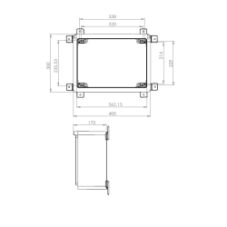 Distribučná skriňa AKAB-300400 300x400x170, IP65, IK08