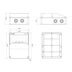 Krabica pre zásuvkovú kombináciu 2xDD, 245x325x138 12 modulov, IP44