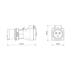 Adaptér z vidlice CEE 16A 230V 3 kolík na zásuvku 16A 230V