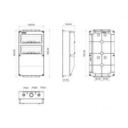 Krabica pre zásuvkovú kombináciu BH8 300x535x145 26 modulov, IP66