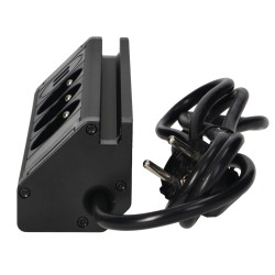 Nábytková zásuvka s USB nabíjačkou, držiakom telefónu, 1,5m kábel, 3x2P+E, 2xUSB (typ A, 2,4A), čierna