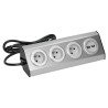 Nábytková zásuvka 3x2P+E s USB, strieborná, kábel 1,5 m