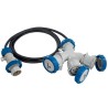 Adaptér z CEE vidlice 2P+E16A 230V na 3 zásuvky CEE 2P+E 16A 230V IP67