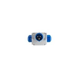 Adaptér z CEE vidlice 2P+E16A 230V na 2 zásuvky CEE 2P+E 16A 230V IP44 bočné