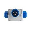 Adaptér z CEE vidlice 2P+E16A 230V na 2 zásuvky CEE 2P+E 16A 230V IP44 bočné