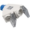 Adaptér z CEE vidlice 2P+E 16A 230V na francúzske zásuvky IP44