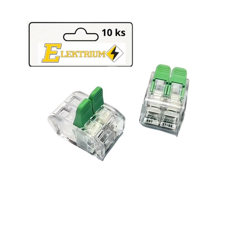 Bezskrutková svorka ELEKTRIUM 0,5-2,5mm2, 2 pól, 10 ks
