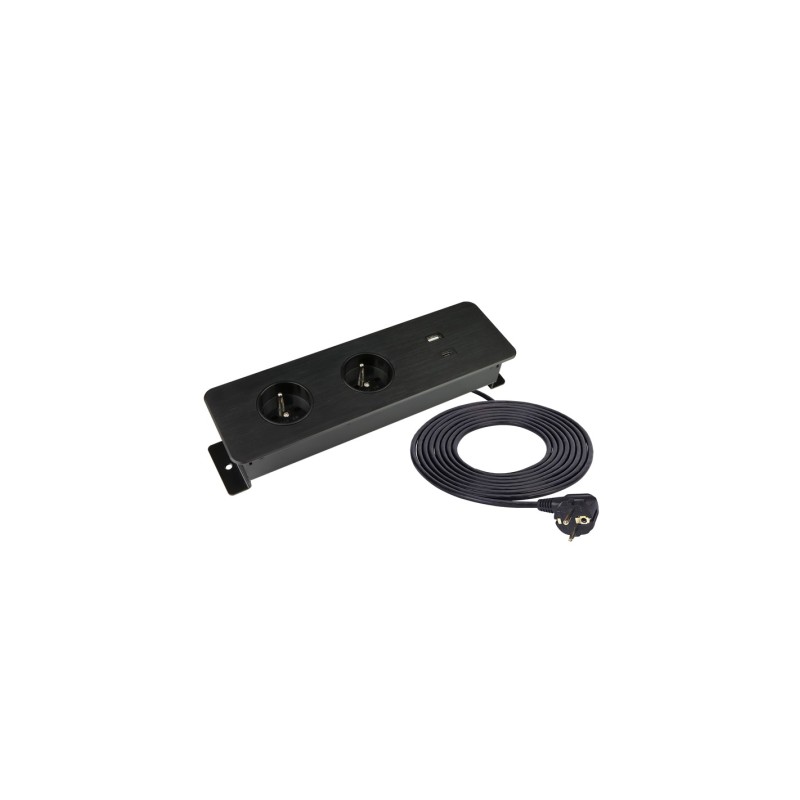 Nábytková zásuvka TAOBOX, 2x230V, 1x USB A, 1x USB C, kábel 1,5 m