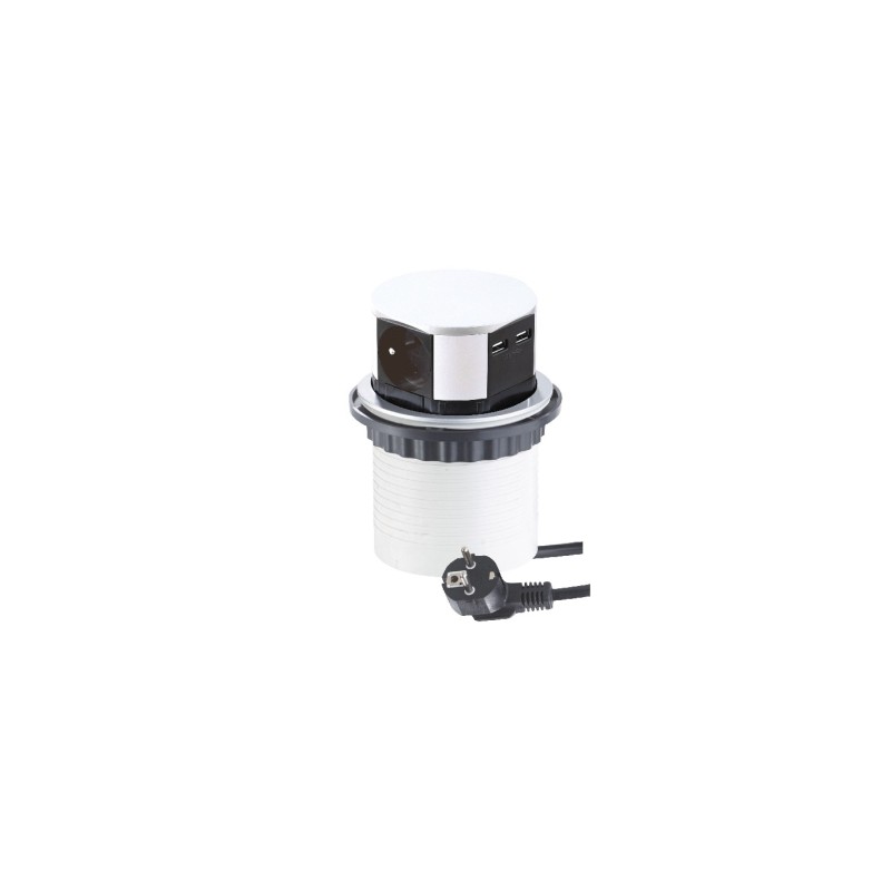 Nábytková zásuvka TETRABOX 3x230V, 2x USB A, kábel 1,4m