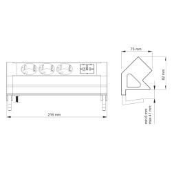 Nábytková zásuvka DESKBOX 3x230V, USB A a C, 1,8 m kábel